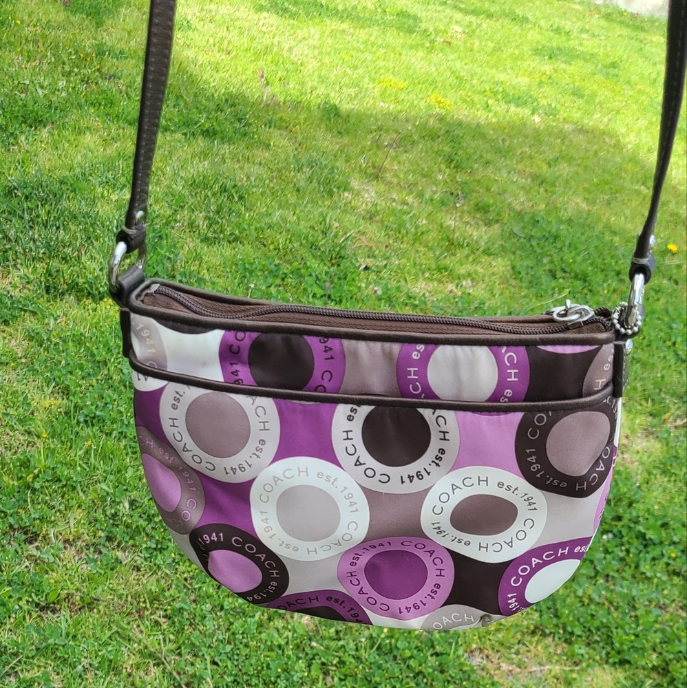 Gorgeous Coach Purple and Brown Crossbody Bag